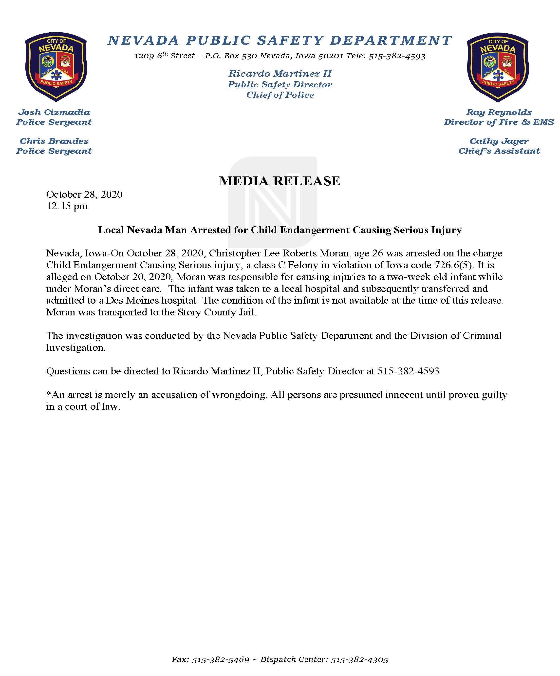 Link to Nevada press release