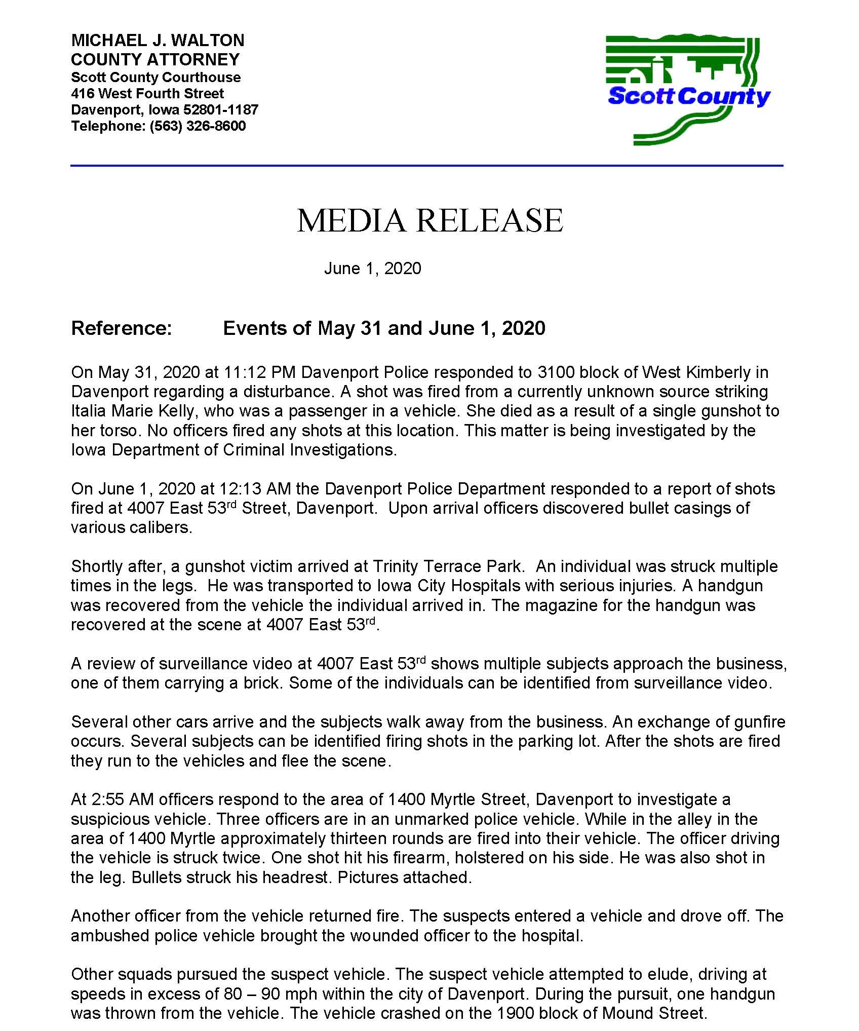 Page 1 - Link to PDF press release from the Scott County Attorney's Office. 