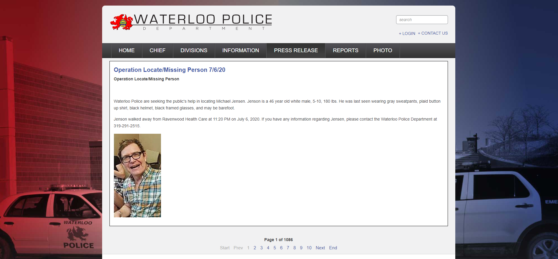 Link to Waterloo Police Department Press Release on Michael Jenson
