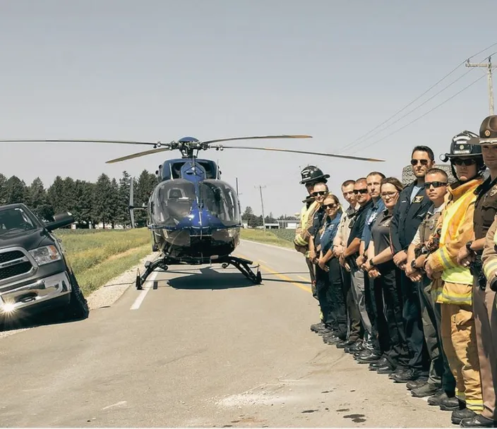 first responders and emergency helicopter