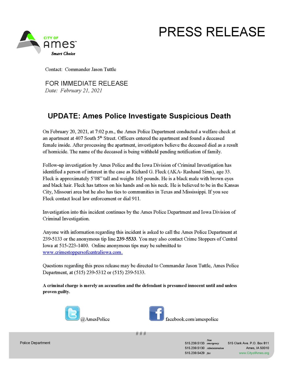 Link to Ames Update press release