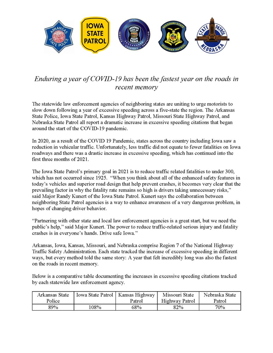 Link to page 1 of Region 7 press release
